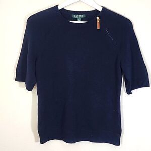 Lauren Ralph Lauren blue mid-sleeve wool mix side zipper sweater sz M